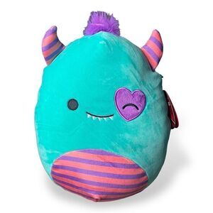 Squishmallow 12" Leon Heart Eye Monster Teal Pink Purple Valentine Plush BNWT